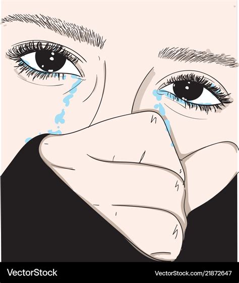 Girl crying sadly in love Royalty Free Vector Image