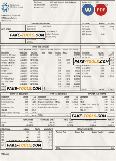 clear talk pay stub template in Word and PDF format | fake tools