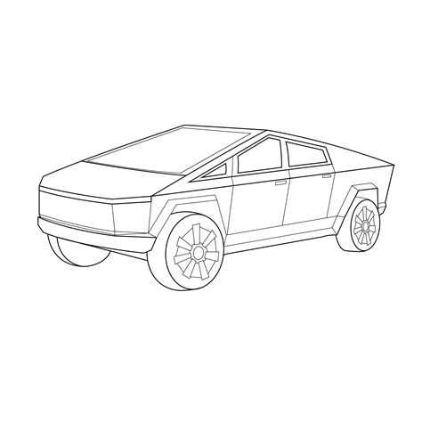 Line Drawing Of The Tesla Cybertruck | Tesla, Line art vector, Truck coloring pages