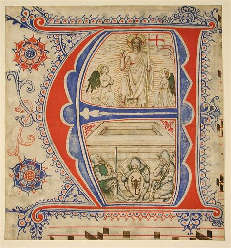 Manuscript Leaf Showing an Illuminated Initial A and The Resurrection | North Italian | The ...