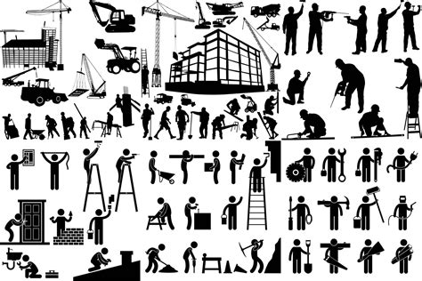 Worker silhouette, building and construction equipment vectors | free download | Vector free ...