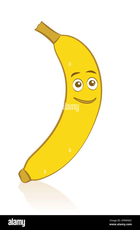 Comic banana with smiling face with friendly eyes - illustration on ...