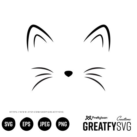 Cat Face SVG Meow Kitten Clipart Kitten Cut File for Cricut - Etsy