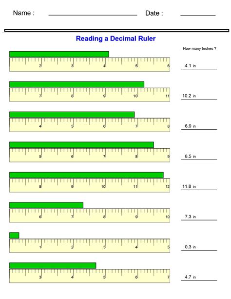 Measurement Worksheets - Reading a Decimal Ruler Worksheets | Made By ...