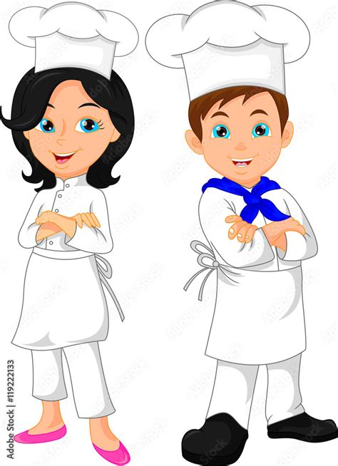 boy and girl chef cartoon Stock Vector | Adobe Stock