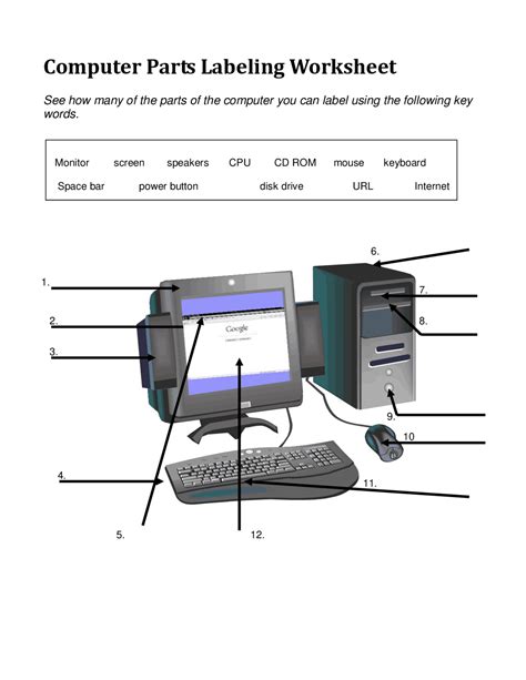 Computer Parts Labeling Worksheet | Exams Computer Science | Docsity