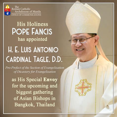 Pope Francis sends Cardinal Tagle as envoy to Asian bishops’ meeting in ...