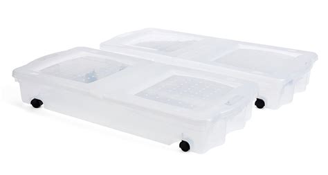 Rubbermaid Under the Bed Wheeled Storage Box, 68 Qt, Pack of 2, Wheeled ...