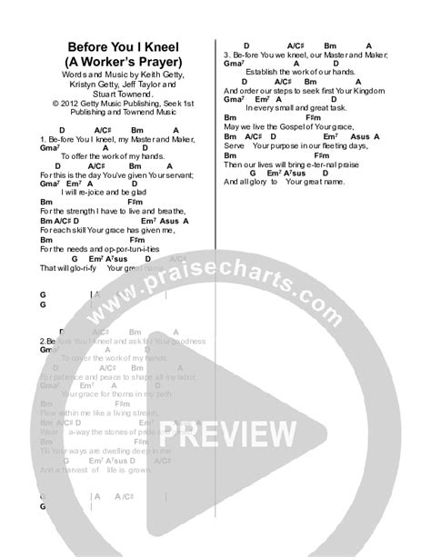 Before You I Kneel Chords PDF (Keith & Kristyn Getty) - PraiseCharts