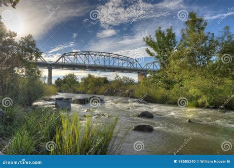 LLano Bridge with Raging Waters of the Llano River Stock Photo - Image ...