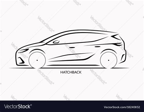 Car silhouette side view hatchback Royalty Free Vector Image