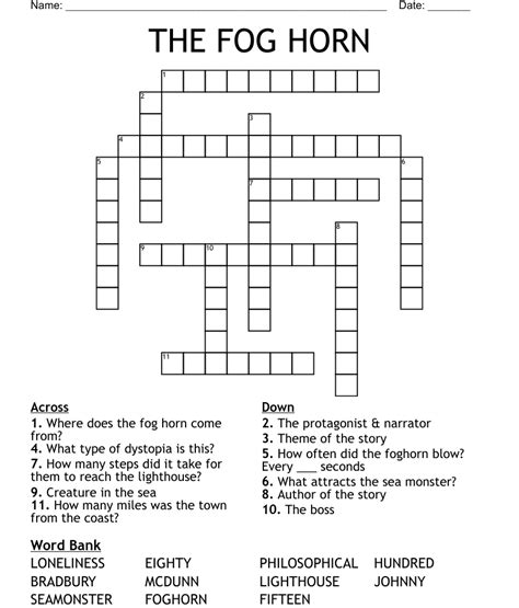 THE FOG HORN Crossword - WordMint