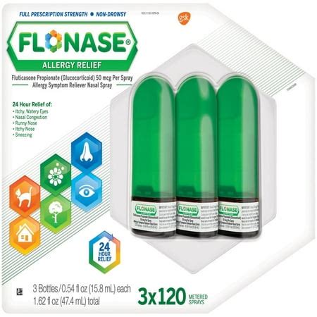 Flonase Allergy Symptom Reliever Nasal Spray 3-0.54 fl. oz. Bottles ...