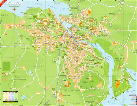 An overhead map of the town Sligo, Ireland | Sligo, Map, Fun facts