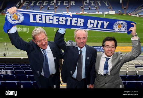 New Leicester City manager Sven Goran Eriksson (centre) alongside ...