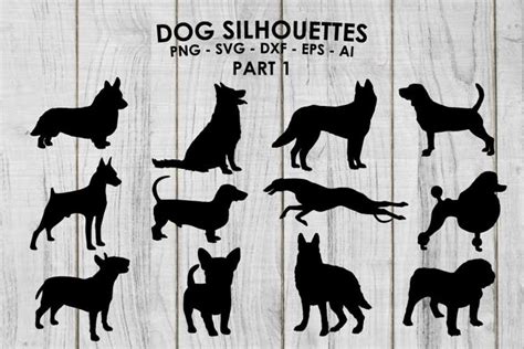 Dog Breeds Silhouette SVG & PNG | print, transfer & cut file