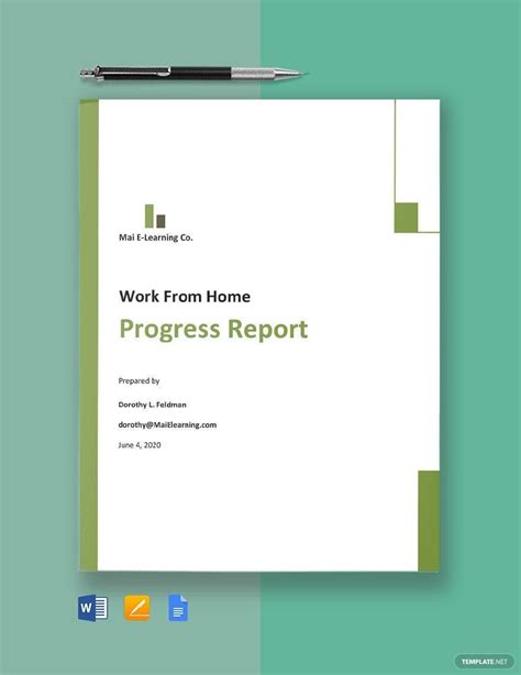 Work From Home Progress Report Template in Google Docs, Pages, Word - Download | Template.net