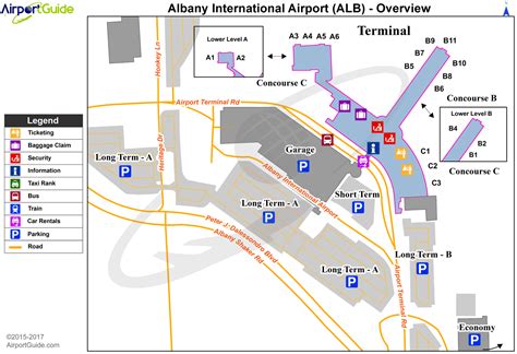 Albany - Albany International (ALB) Airport Terminal Map - Overview Airport Guide, Airport Map ...