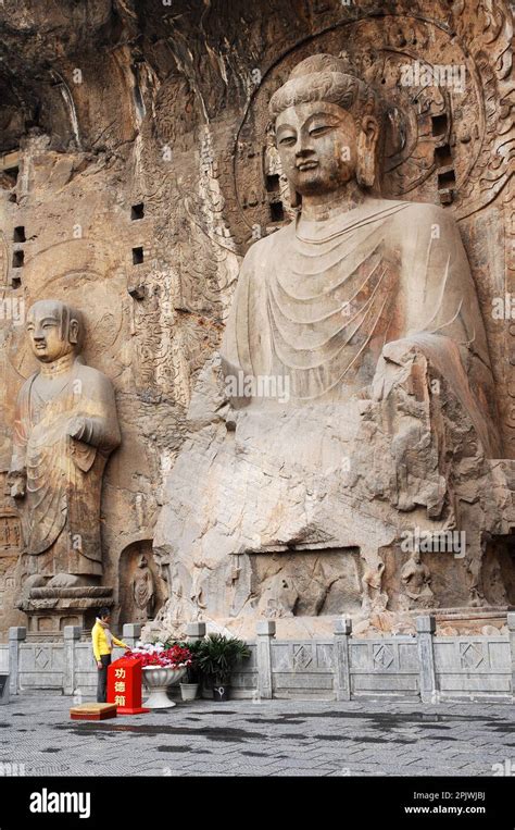 Longmen Grottoes, the rock-cut Buddhist temple, 5th-7th century AD. Temple of Ancestor ...