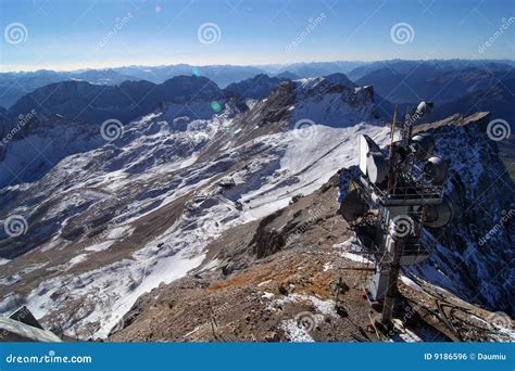 Weather Station, Mountain Zugspitze, Germany. Stock Photo - Image of ...