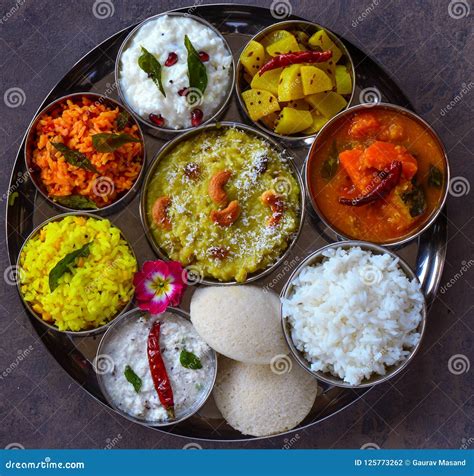 Andhra Thaali Meals Traditional South Indian Platter Stock Photo - Image of fresh, healthy ...