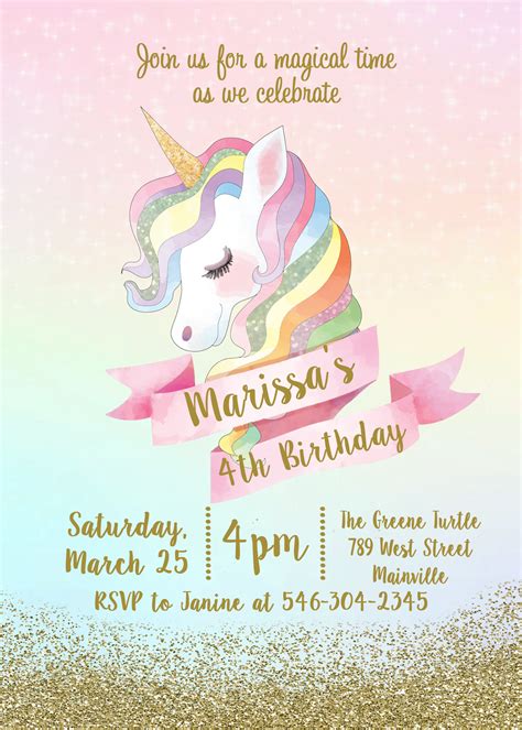 Printable Unicorn Birthday Invitations - Printable Templates