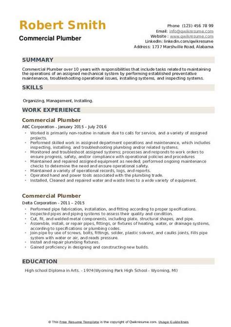 Plumber Job Description Resume