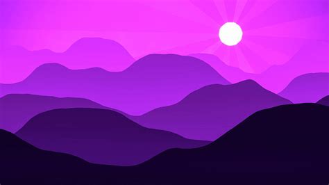 Purple and Pink Minimalist Mountain Range at Sunset Digital Art by ...