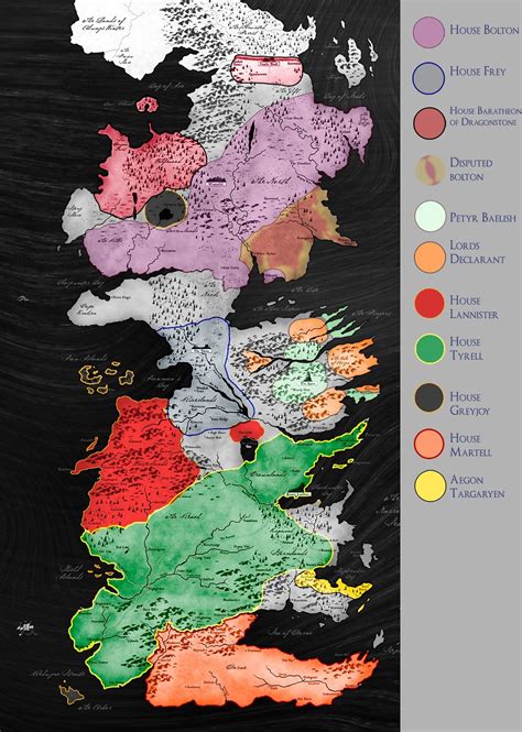 Current political map of Westeros. Game Of Thrones Drawings, Game Of ...