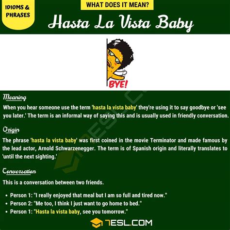 "Hasta La Vista Baby" Meaning, Origin and Examples • 7ESL