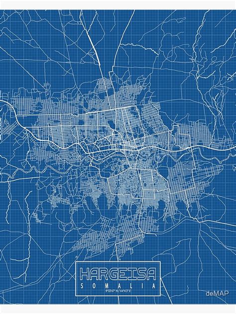 "Hargeisa City Map of Somalia - Blueprint" Poster for Sale by deMAP ...