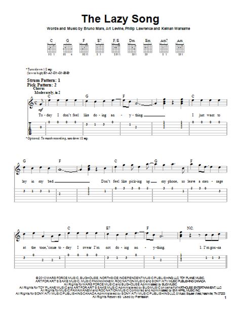 The Lazy Song by Bruno Mars - Easy Guitar Tab - Guitar Instructor