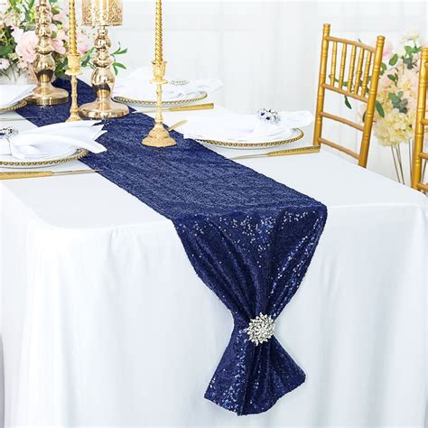 Wedding Linens Inc. 12"x108" Sequin Taffeta Table Runner for Wedding, Luxury Events, Party use ...