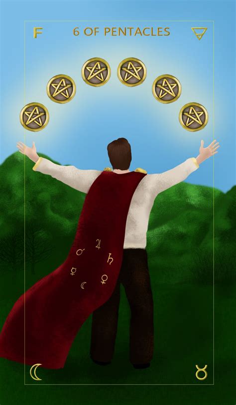 Six of Pentacles is Moon in Taurus Angel Deck, Free Tarot Cards, Charity Gifts, Online Tarot ...