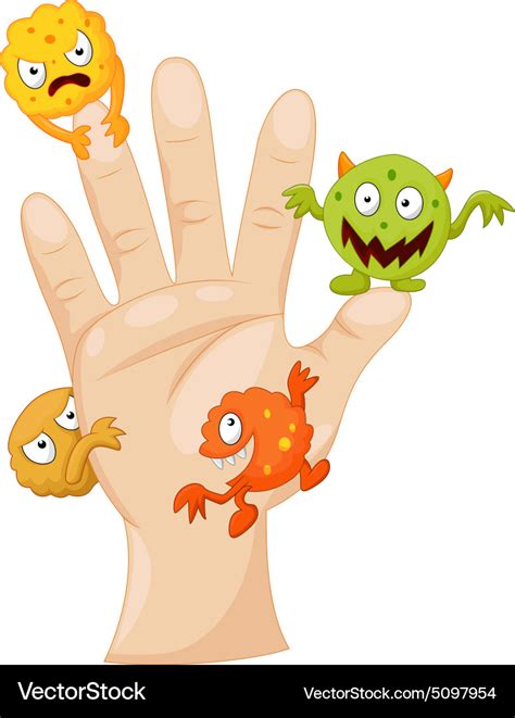 Dirty palm with cartoon germs Royalty Free Vector Image