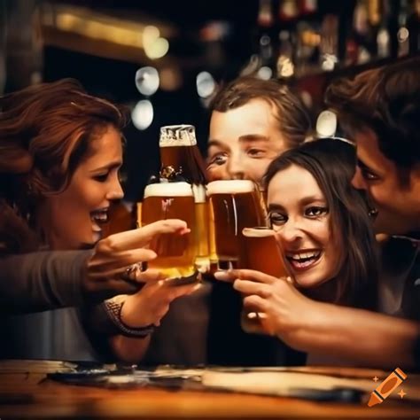 Group of friends enjoying beer in utrecht on Craiyon