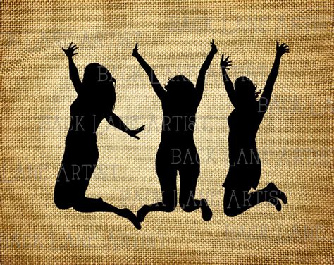 Best Friends Besties Silhouette Clipart Illustration Instant | Etsy