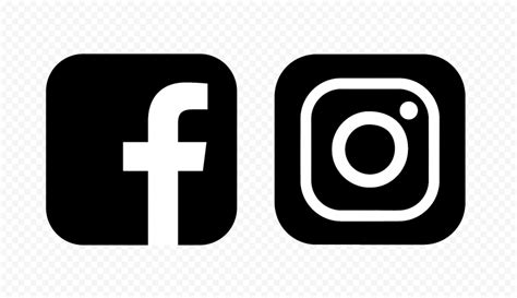 HD Facebook Instagram Black & White Square Logos Icons PNG