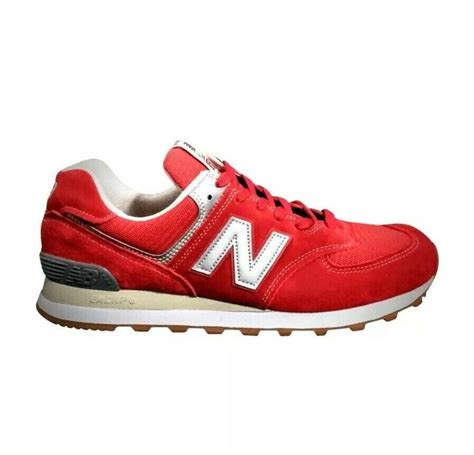 NEW BALANCE MEN'S 574 CLASSIC RUNNING SNEAKERS RED SUEDE NEW WITHOUT ...
