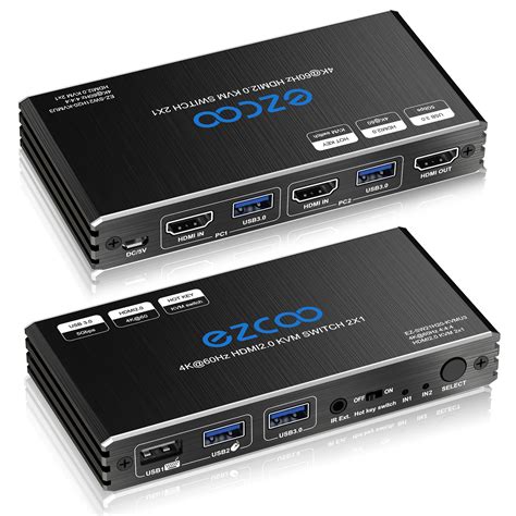 4K HDMI KVM Switch 2 Ports USB 3.0, Share 2 Computers with one Keyboard ...