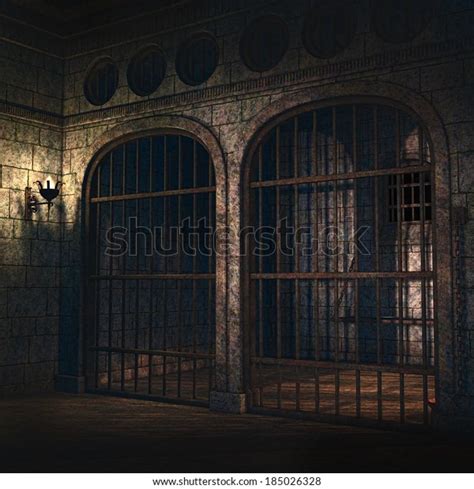 Prison Cells Old Dungeon Stock Illustration 185026328