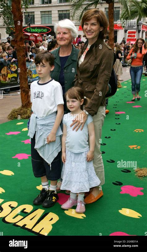 Fiona Bruce and family at the UK charity premiere of Madagascara which took place at the Empire ...