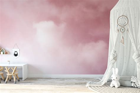 Pink Wallpaper Beautiful Pink Sky With Natural White Clouds - Etsy