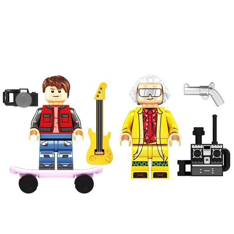 Marty McFly Doc Brown Minifigures Compatible Lego Back to the Future Set