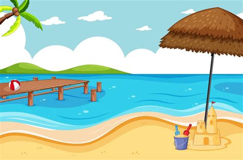 Tropical beach and sand beach 1268602 Vector Art at Vecteezy