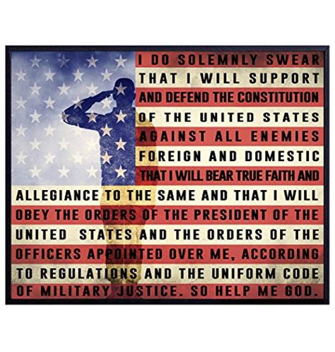 Military Oath of Enlistment, American Flag Wall Art - 8x10 Photo - Gift for Patriotic Soldiers ...