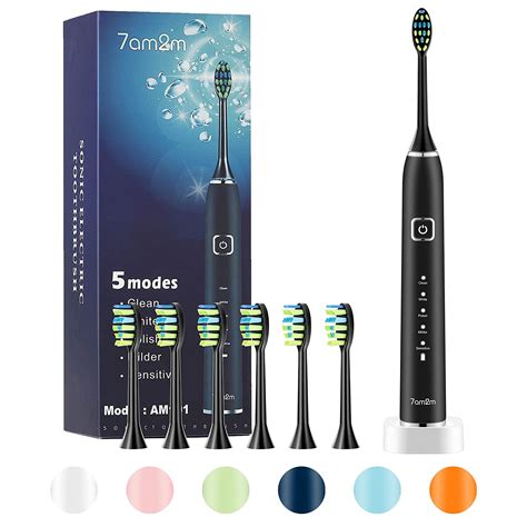 Buy 7am2m Sonic Electric Toothbrush with 6 Brush Heads for Adults and ...