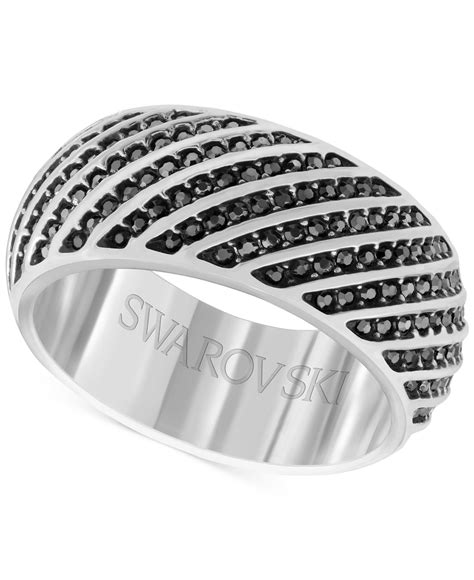 Swarovski Men's Silver-tone Hematite Crystal Ring in Black for Men | Lyst