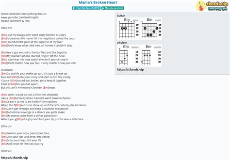 Chord: Mama's Broken Heart - tab, song lyric, sheet, guitar, ukulele | chords.vip