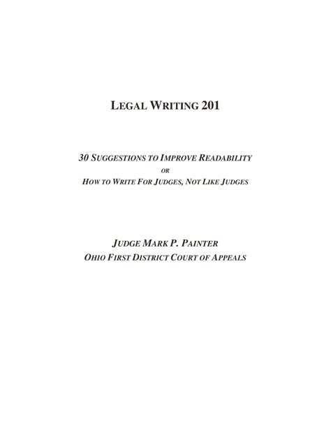 Legalwriting - LEGAL WRITINGS - LEGAL WRITING 201 30 SUGGESTIONS TO IMPROVE READABILITY OR HOW ...